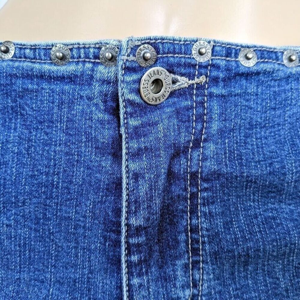 Vintage y2k Guess Jeans Flare Denim Studded Detail Medium Wash Size 31 - Picture 6 of 12